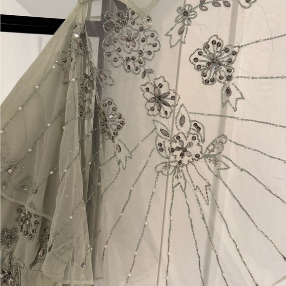 Elegant Mint Maternity Cape Dress - Picture 8 of 14